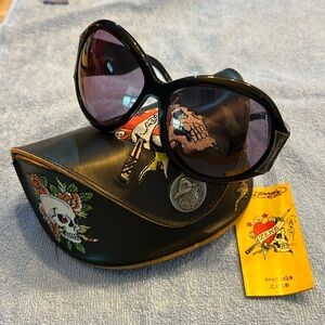 Ed Hardy Rhinestone Koi Fish Women’s Sunglasses with Ed Hardy glasses case